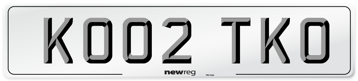 KO02 TKO Number Plate from New Reg